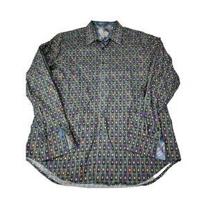 Robert Graham Size L Large Men’s Classic Fit Shirt Forest Lanterns Camping